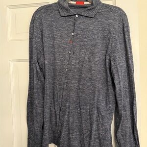 Men's Gray Stretch Button Down Shirt by Isaia